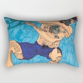 Guy in Pool Rectangular Pillow