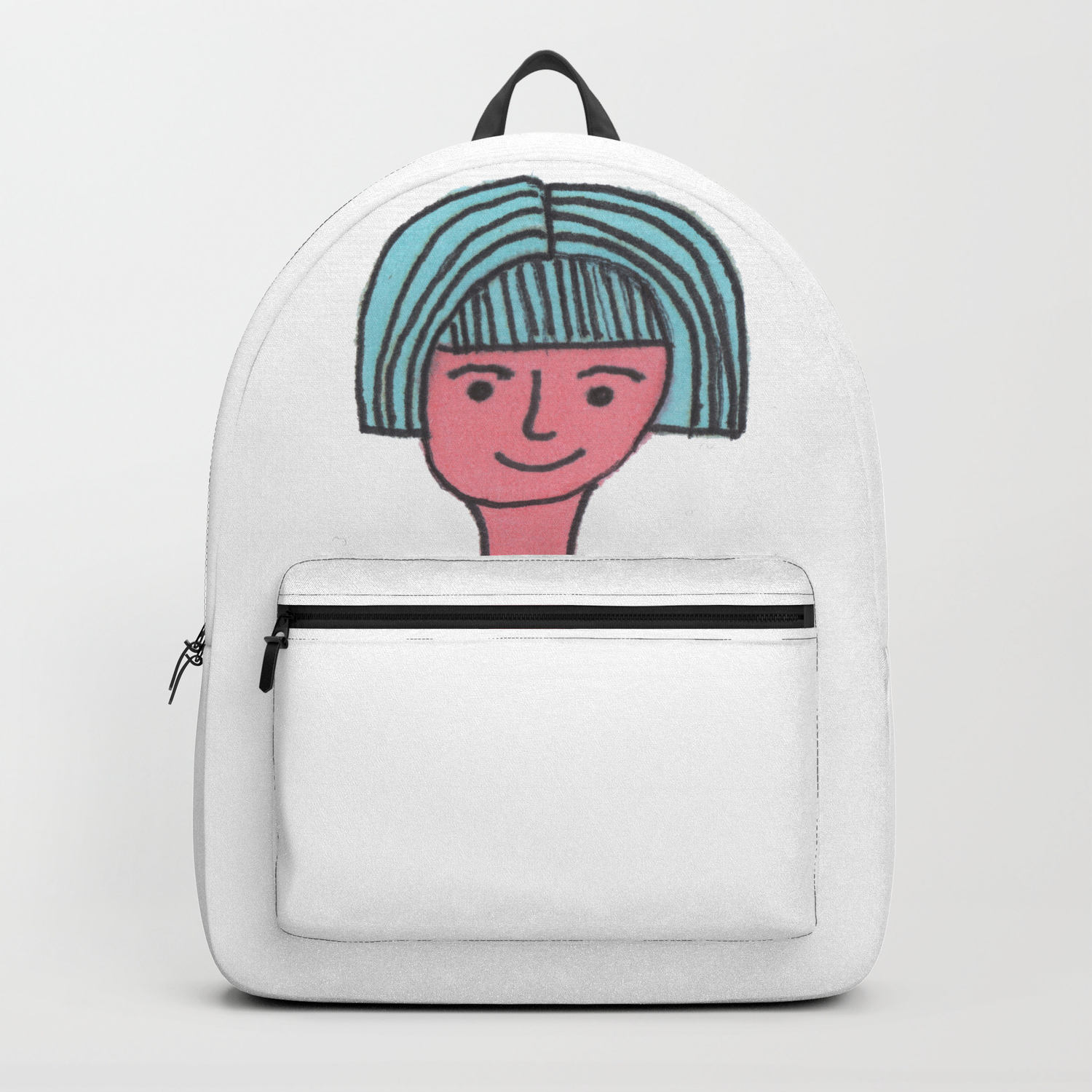 the girl with the blue backpack