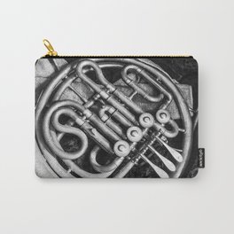 French Horn Carry-All Pouch | Horn, Instrument, Musical, French, Photo, Black And White, Digital, Brass, Music 