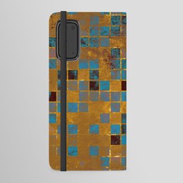 Gold and Turquoise Textured Squares Android Wallet Case