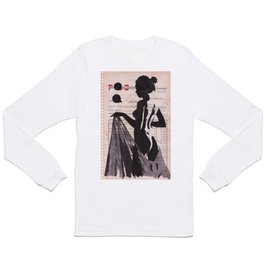 Emma - ink drawing over vintage commercial invoice Long Sleeve T-shirt