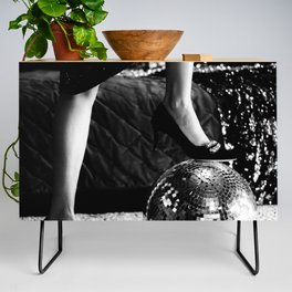 Party like it's 1999; disco ball portrait black and white photograph / photography Credenza