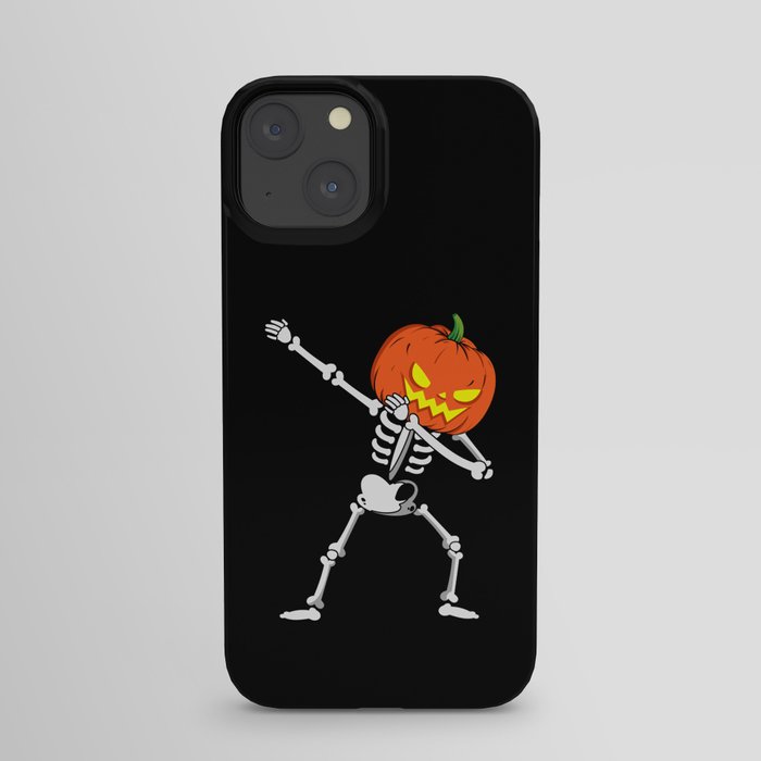 Dabbing Skeleton Pumpkin Halloween iPhone Case