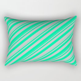 [ Thumbnail: Green & Grey Colored Lines Pattern Rectangular Pillow ]