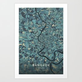 Bangkok, Thailand - Cream Blue Art Print