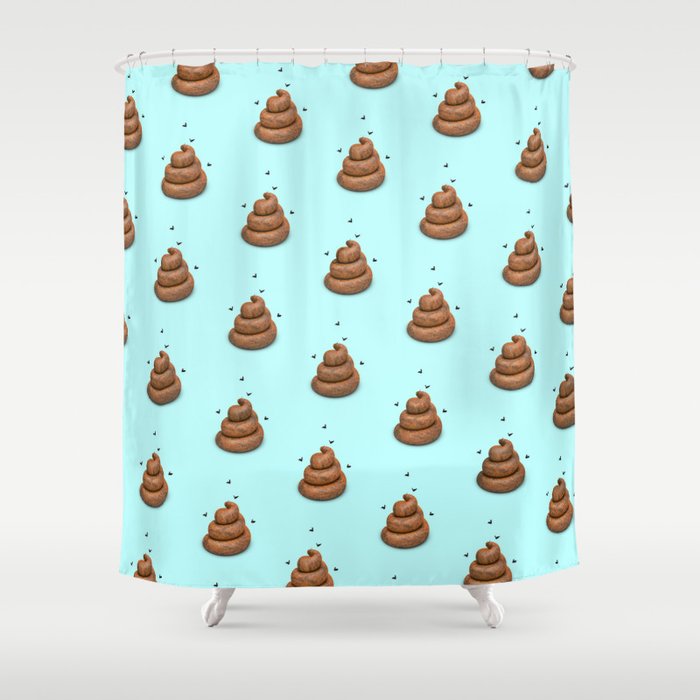 Poopy Blue Shower Curtain