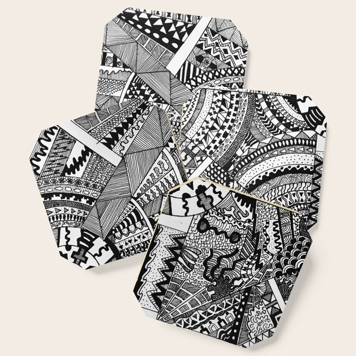 Hand Drawn Mandala Zentangle Patterns Coaster by Weltschmerz14 Society6