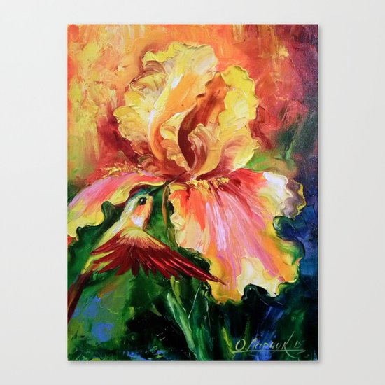 Hummingbird and lily Canvas Print