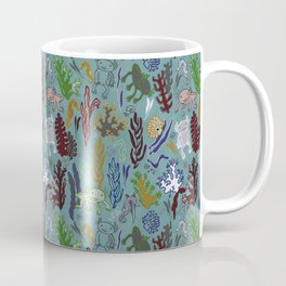 Strange creatures in the seabed. turquoise and pink. Coffee Mug