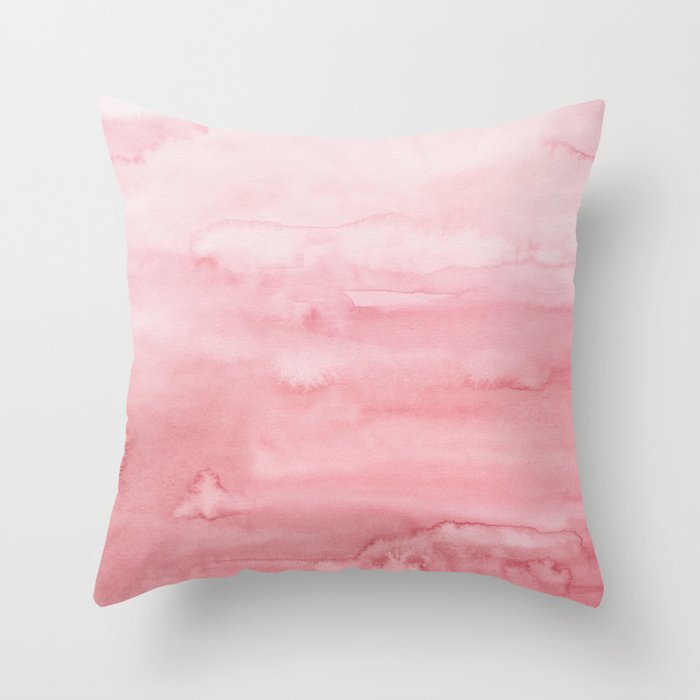 Pink Blush Watercolor Painting Abstract Art Throw Pillow