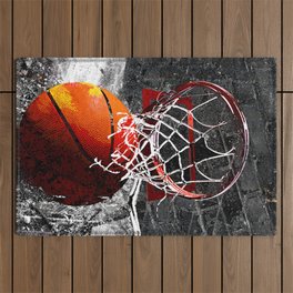 Basketball art print swoosh 101 Outdoor Rug