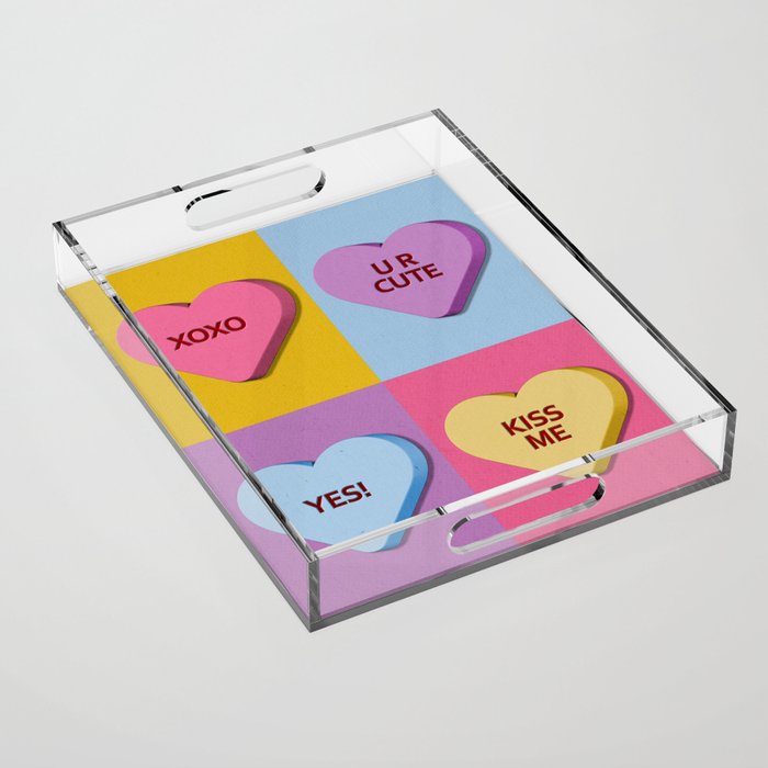 Nice Candy Heart Valentines 2 Acrylic Tray