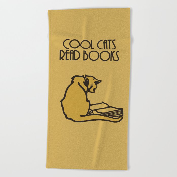 Cool cats read books Beach Towel