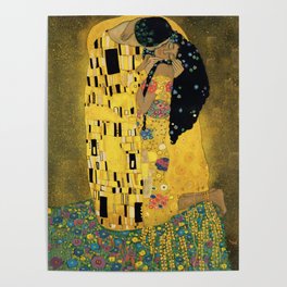 Curly version of The Kiss by Klimt Poster