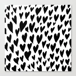 Valentines day hearts explosion - black and white Canvas Print