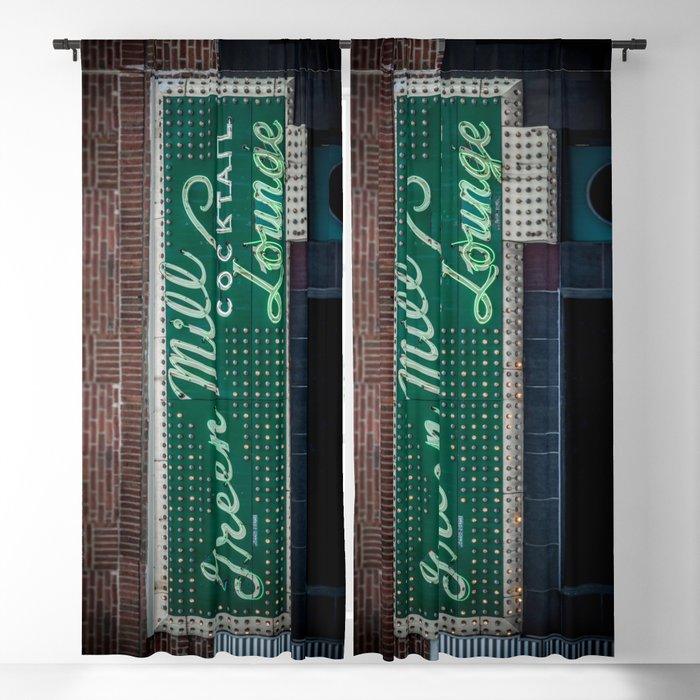 Green Mill Cocktail Lounge Vintage Neon Sign Uptown Chicago Blackout Curtain