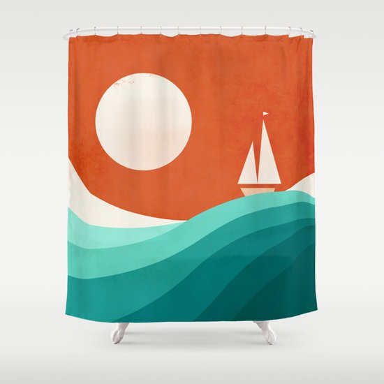 Wave (night) Shower Curtain