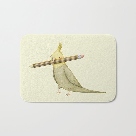 Cockatiel & Pencil Bath Mat