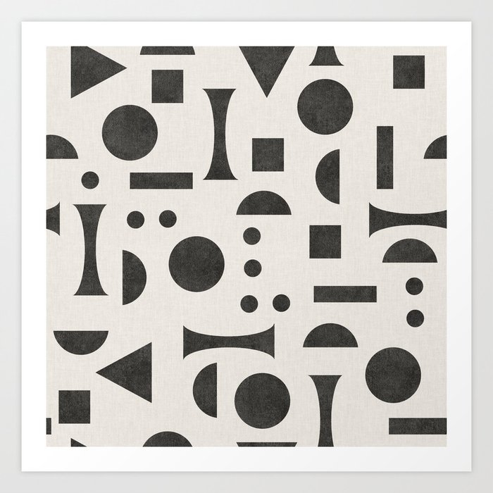 Playful Bauhaus geometric black shapes Art Print