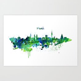 Munich Skyline Silhouette Art Print