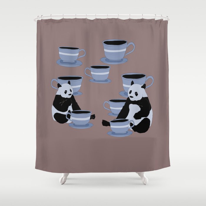 Pandas with Coffee Shower Curtain