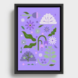 Violet Green Spring Flowers Framed Canvas