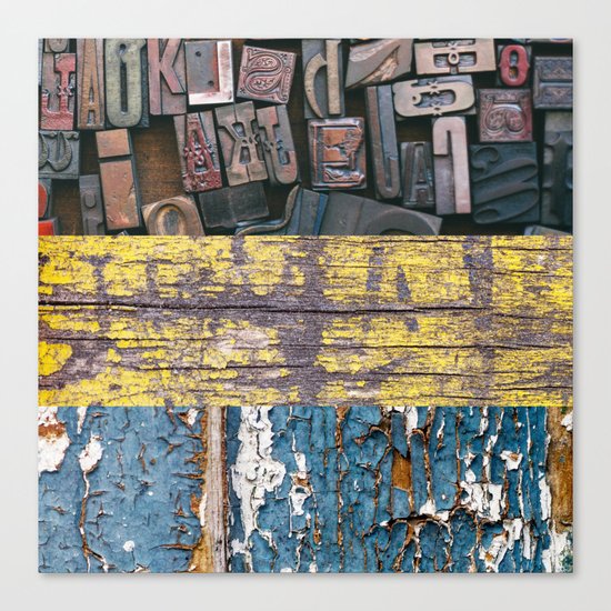 patchwork 5 wood Canvas Print