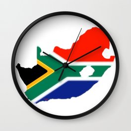 South Africa Map with South African Flag Wall Clock