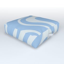 Retro Liquid Swirl Abstract Pattern in Powder Blue Outdoor Floor Cushion