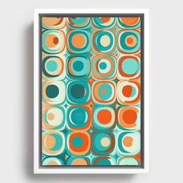 Orange and Turquoise Dots Framed Canvas