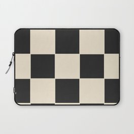 Beige & Black Check, Modern Checkerboard  Laptop Sleeve