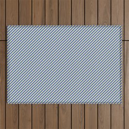 [ Thumbnail: Royal Blue and Tan Colored Striped Pattern Outdoor Rug ]