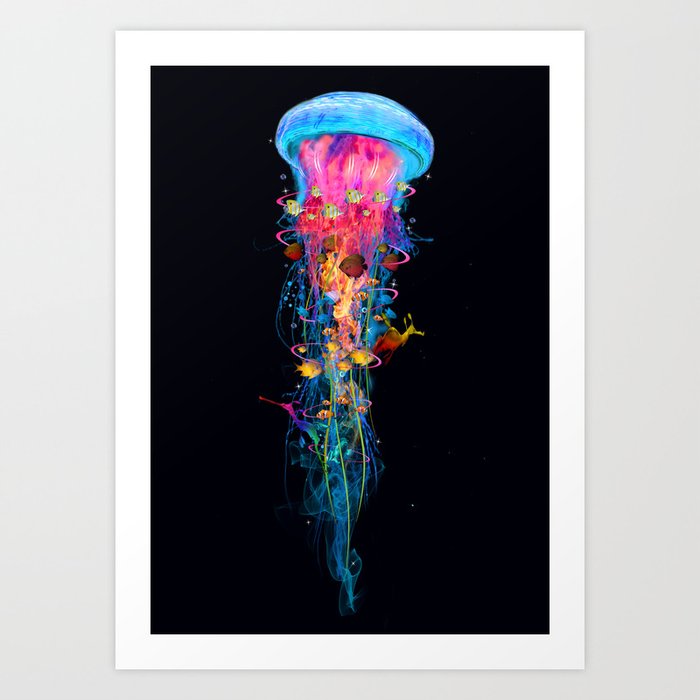 Super Electric Jellyfish Art Print