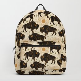 Bison - black, gold, moss green, and cream Backpack