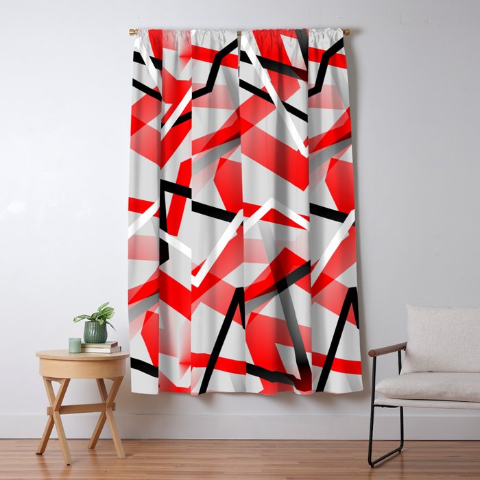 Mass Hysteria Abstract Red Black Gray White Blackout Curtain