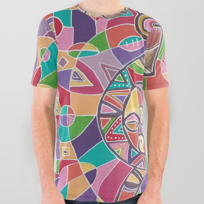 The Drummer XI African art All Over Graphic Tee