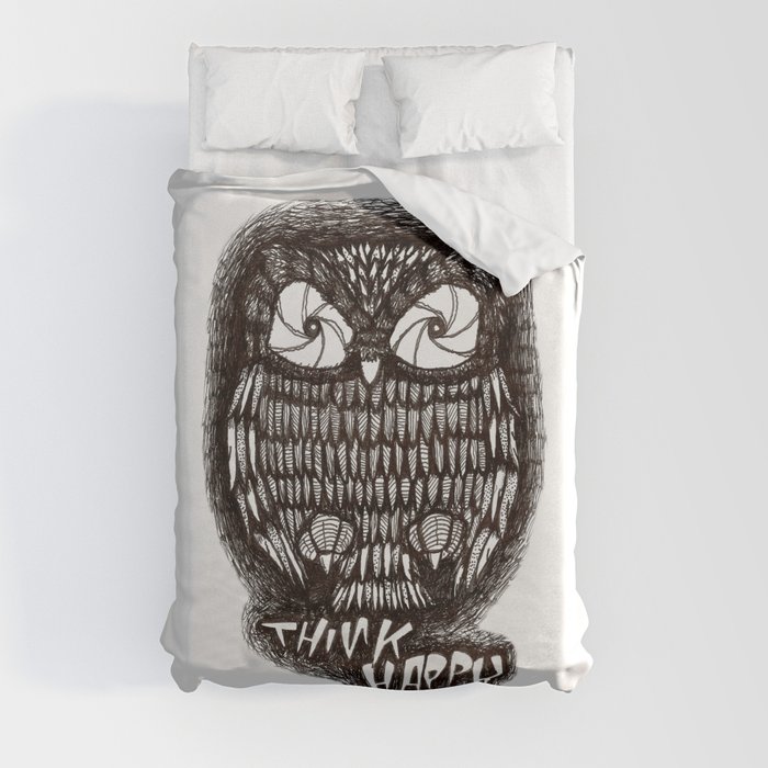 'Think Happy Owl' Duvet Cover