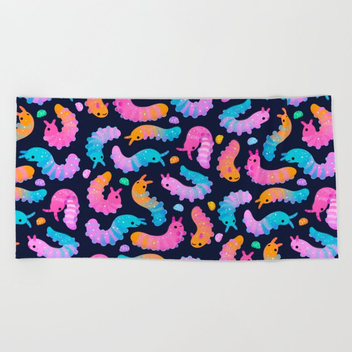 Sour velvet worm and Gummy water bear Beach Towel