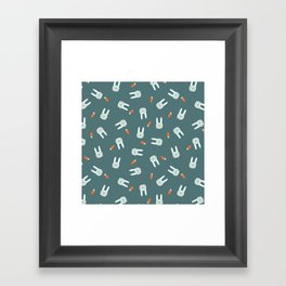 Bunny Faces and Carrots Framed Art Print