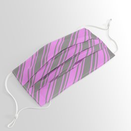 [ Thumbnail: Grey & Violet Colored Striped Pattern Face Mask ]
