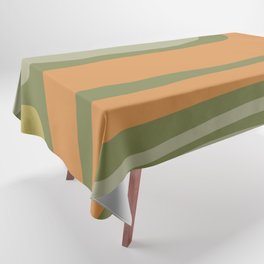 Tiki Abstract Minimalist Mid-Century Modern Pattern in Retro Olive Green and Orange Tones Tablecloth