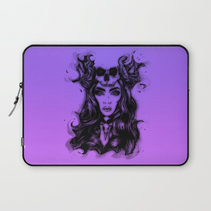 Skull Girl On Violet Laptop Sleeve