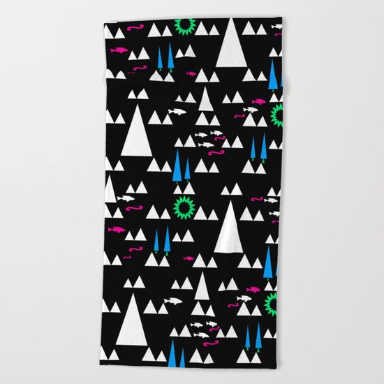 Ethnic simple pattern . Black . Beach Towel