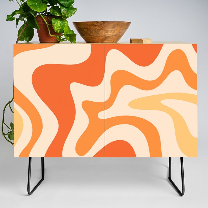 Retro Liquid Swirl Abstract Pattern Square Tangerine Orange