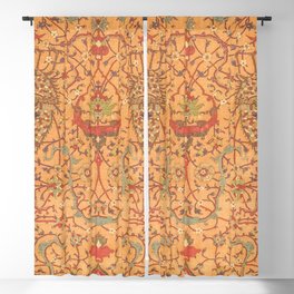 Flowery Vines V // 16th Century Contemporary Red Blue Yellow Colorful Ornate Accent Rug Pattern Blackout Curtain