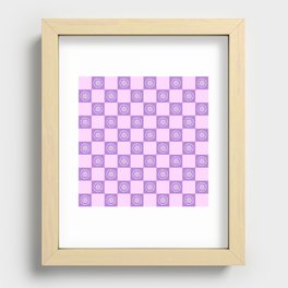 Minimal checkerboard line drawing sunflower pattern 9 Recessed Framed Print