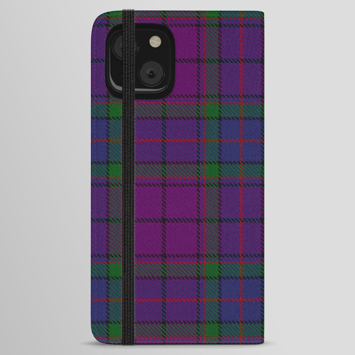 Vintage Purple Green Tartan Plaid Pattern iPhone Wallet Case