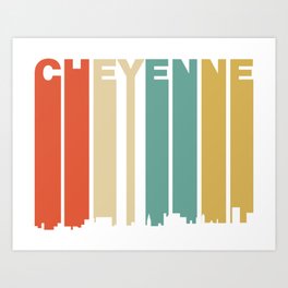Retro 1970's Style Cheyenne Wyoming Skyline Art Print | Skyline, City, Wyoming, Cheyenne, Cityscape, 1970S, Graphicdesign, Retro, Cheyennewy, Vintage 