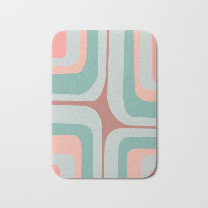 Colorful abstract retro style rectangles Bath Mat
