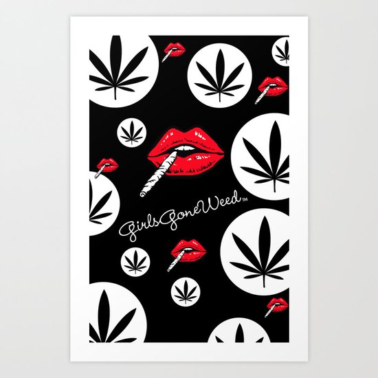 GGDUB - Weed Leaf Red Lips Art Print